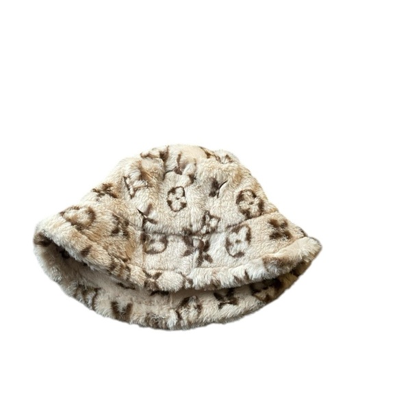 Accessories - Faux Fur Bucket Hat with Monogram Pattern